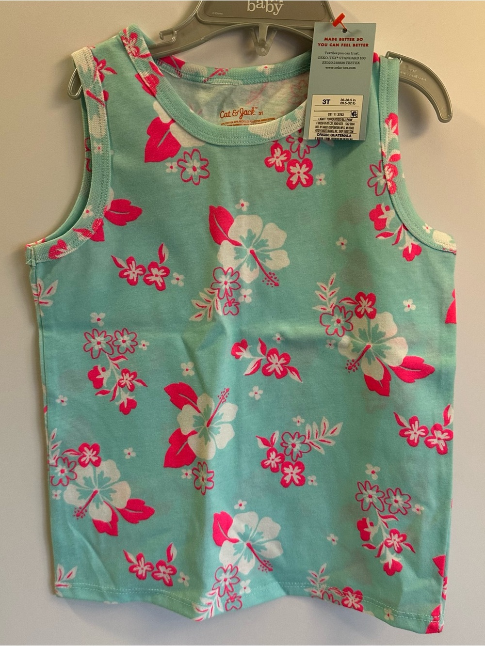 Cat & Jack Pink Flowers Toddler Tank Top Size 3T NEW